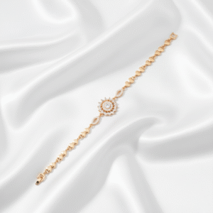 Exquisite Gold Tone & Crystal Sunburst Bracelet